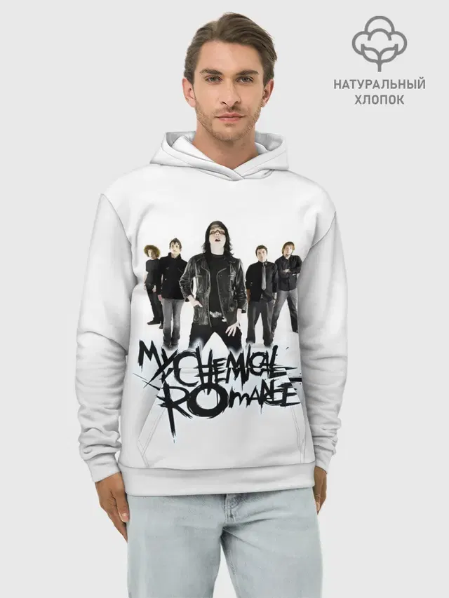 Худи мужской базовый хлопок с принтом «My Chemical Romance — Участники группы My Chemical Romance»