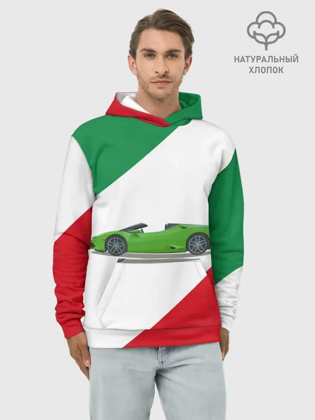 Худи мужской базовый хлопок с принтом «Lamborghini»