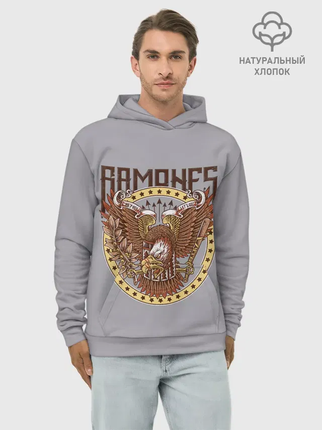 Худи мужской базовый хлопок с принтом «Ramones Eagle»