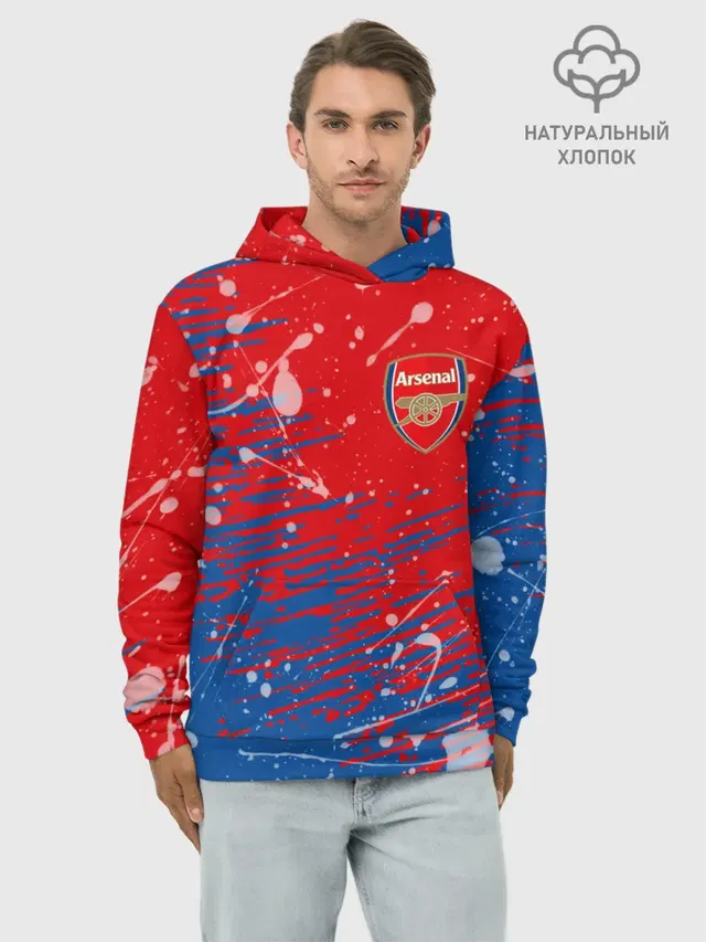 Худи мужской базовый хлопок с принтом «Arsenal: Фирменные цвета.»
