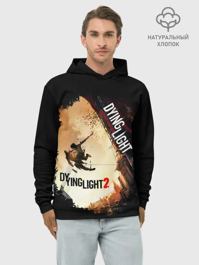 Худи мужской базовый хлопок с принтом «Dying Light — DYING LIGHT 2 NEW WORLD»