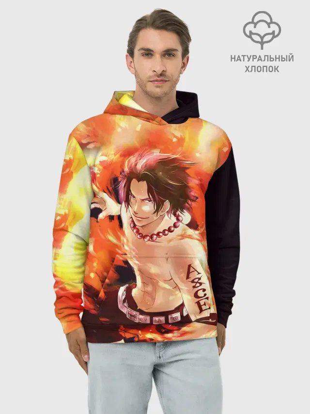 Худи мужской базовый хлопок с принтом «Ван Пис — ONE PIECE ASCE HERO»