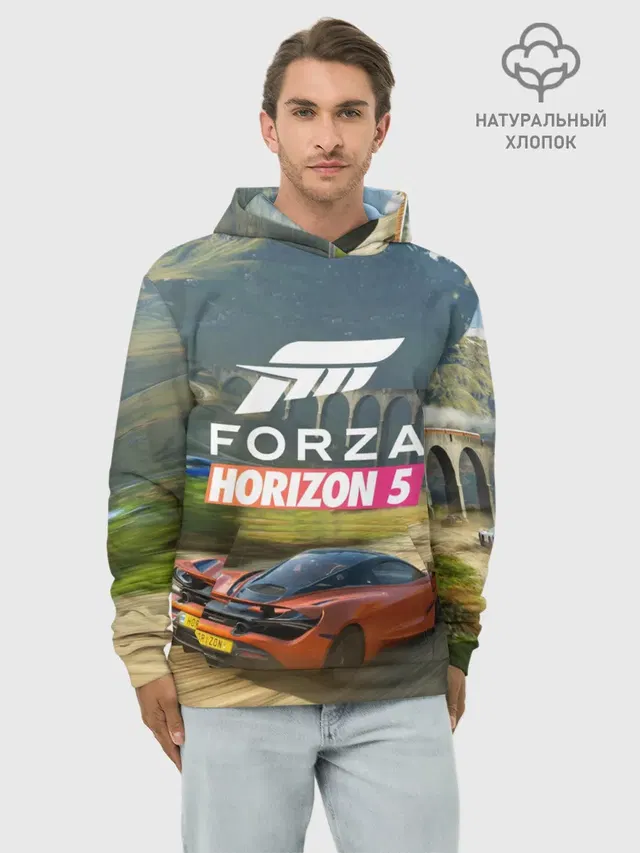 Худи мужской базовый хлопок с принтом «Forza Horizon — Forza Horizon 5, игра»
