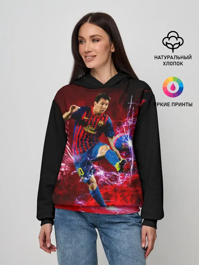 Женское худи с принтом «Барселона — Messi»