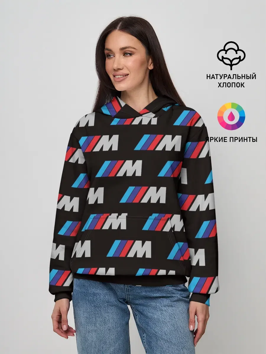 Женское худи с принтом «BMW M», вид спереди