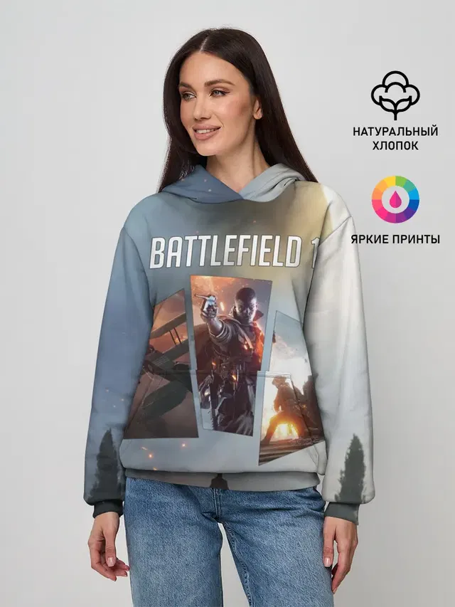 Женское худи с принтом «BATTLEFIELD — Battlefield 1»