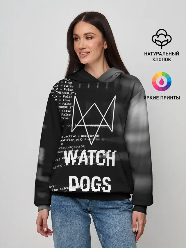 Женское худи с принтом «Watch Dogs 2 — Wath dogs 2 Хакер»