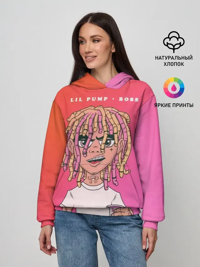 Женское худи с принтом «Зарубежные — Lil Pump Boss»