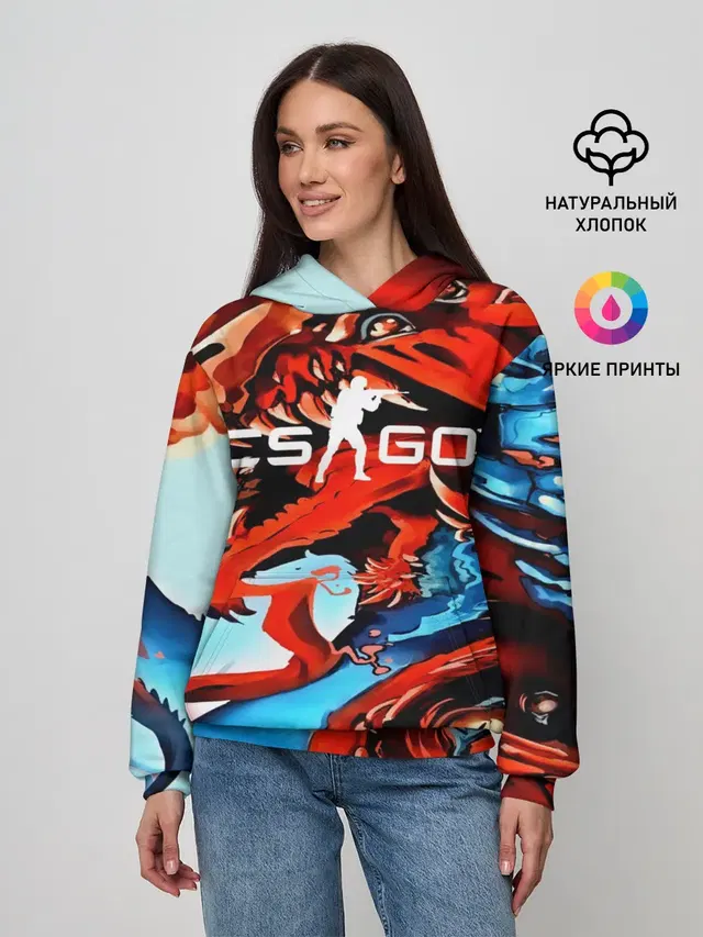 Женское худи с принтом «Counter-Strike — CS GO Hyper Beast»