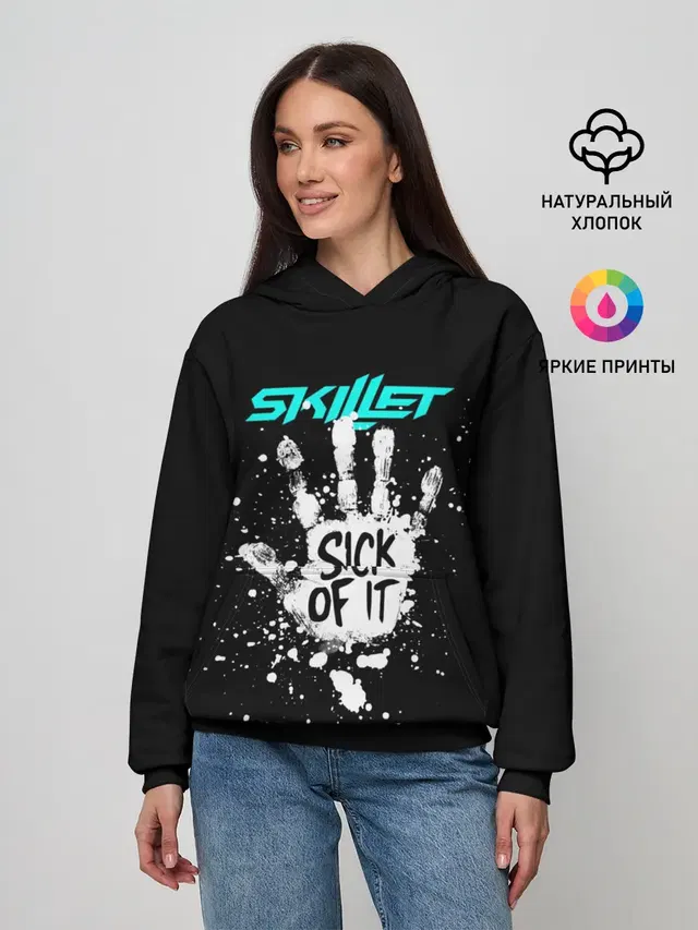 Женское худи с принтом «Skillet — Sick of it»