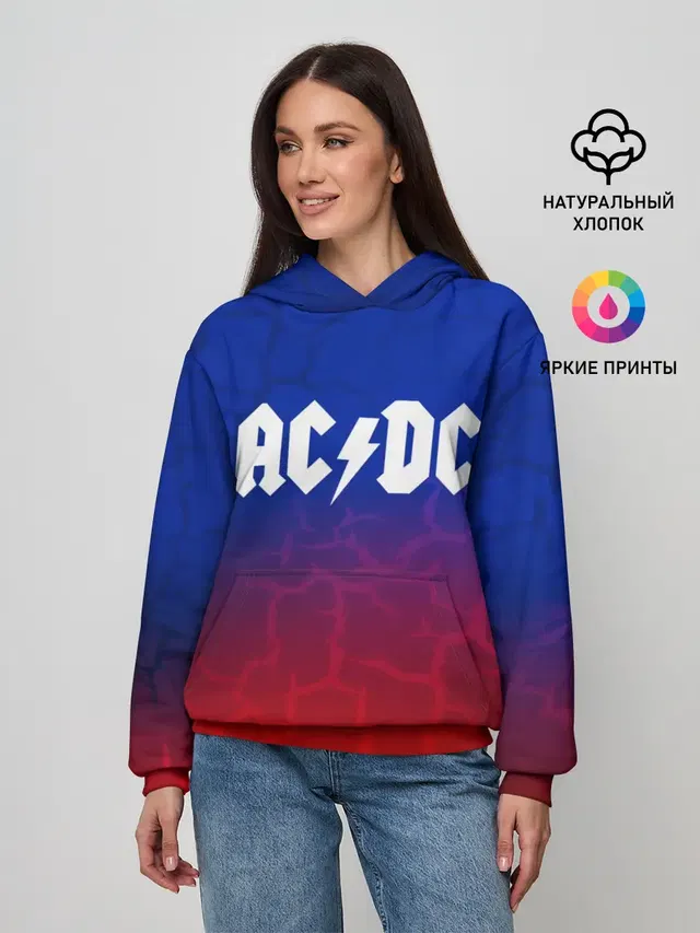 Женское худи с принтом «AC — AC/DC angel&devil»