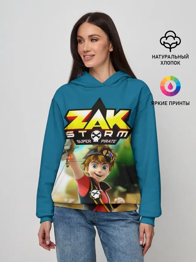Женское худи с принтом «Мультфильмы — Zak Storm_2»