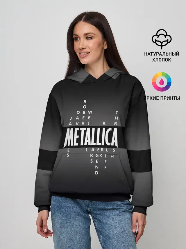 Женское худи с принтом «Metallica — Участники группы Metallica»
