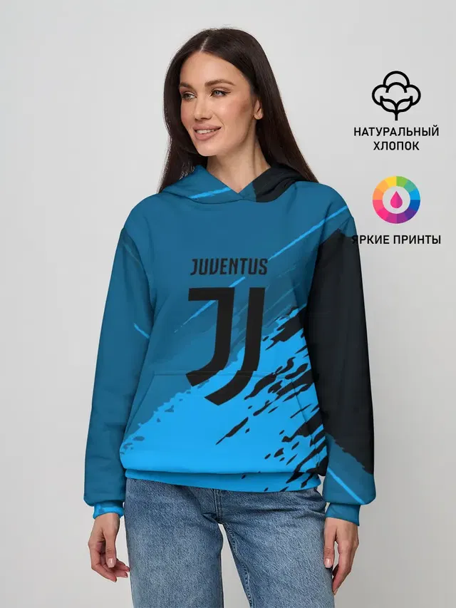 Женское худи с принтом «Ювентус — FC Juventus abstract style»