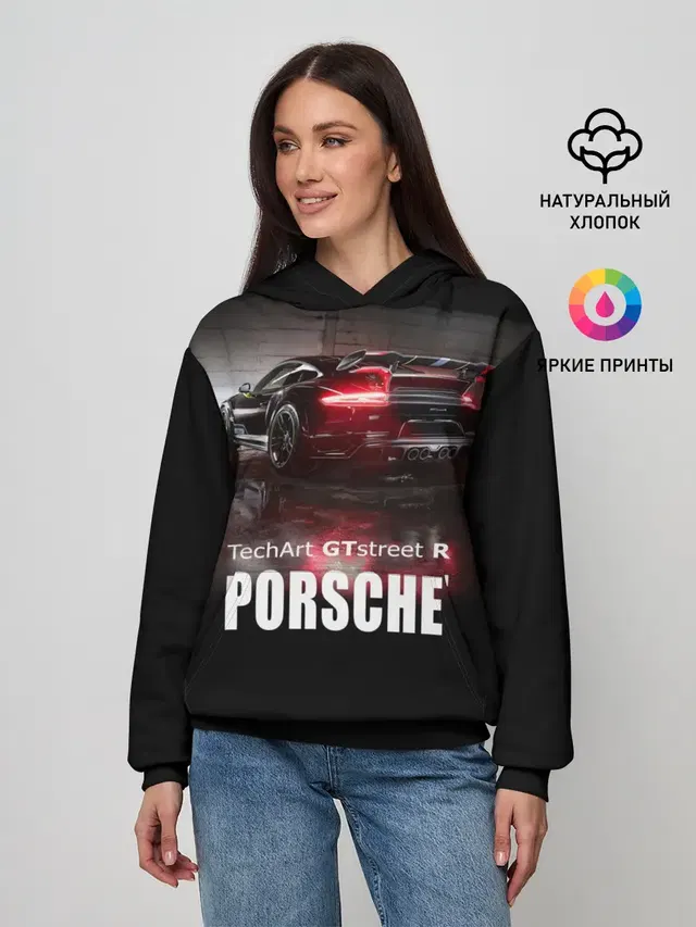 Женское худи с принтом «Porsche — Porsche GTstreet R»
