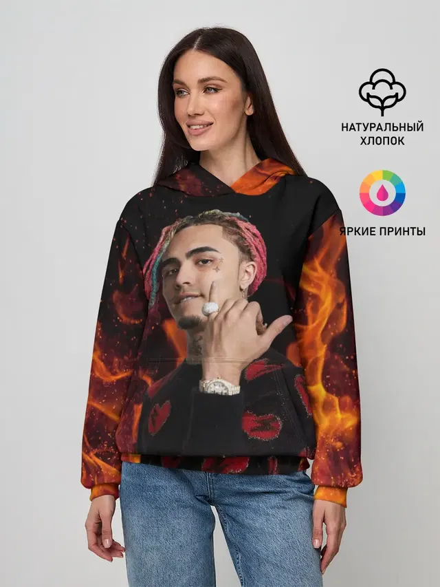 Женское худи с принтом «Разная музыка — Lil Pump - 103»