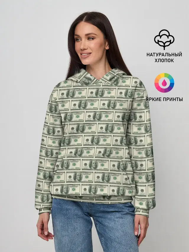 Женское худи с принтом «Retro — Доллары»
