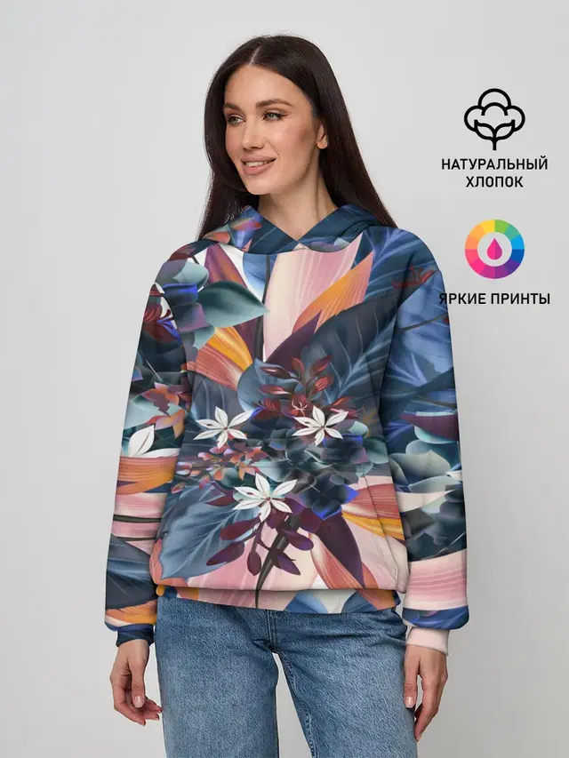 Женское худи с принтом «Цветы — Flower collection»
