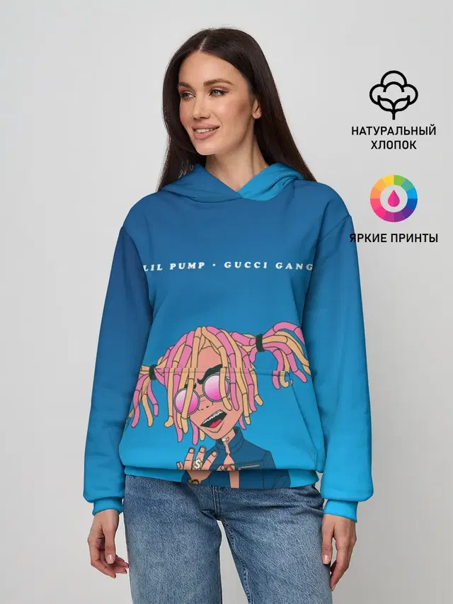Женское худи с принтом «Зарубежные — Lil Pump Gucci Gang»