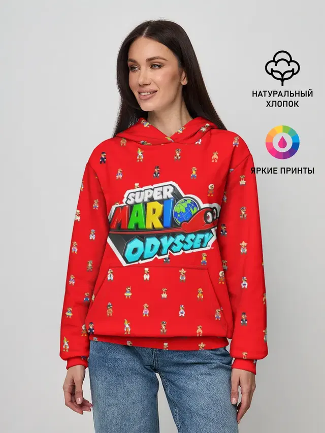 Женское худи с принтом «Mario — Super Mario Odyssey»
