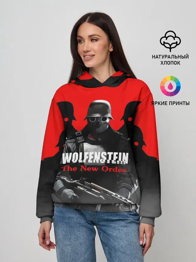 Женское худи с принтом «Wolfenstein — Wolfenstein: The New Order»