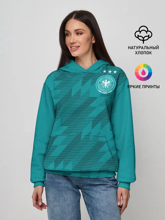 Женское худи с принтом «Germany away WC 2018»