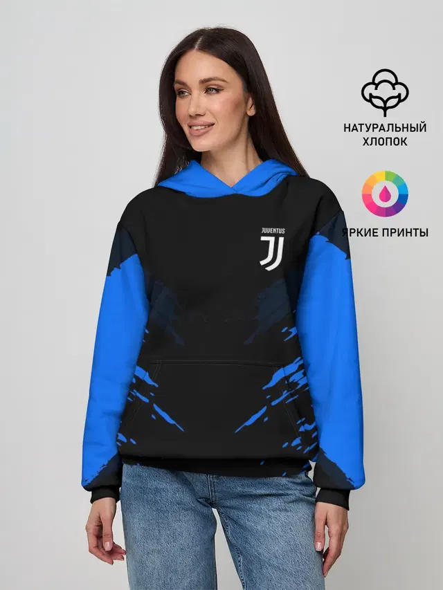 Женское худи с принтом «Ювентус — JUVENTUS 2018 SPORT»