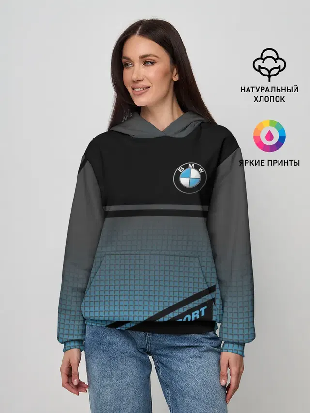Женское худи с принтом «BMW — BMW SPORT»