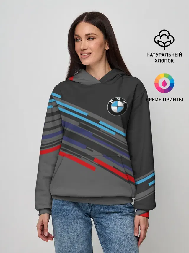 Женское худи с принтом «BMW — BMW BRAND COLOR»