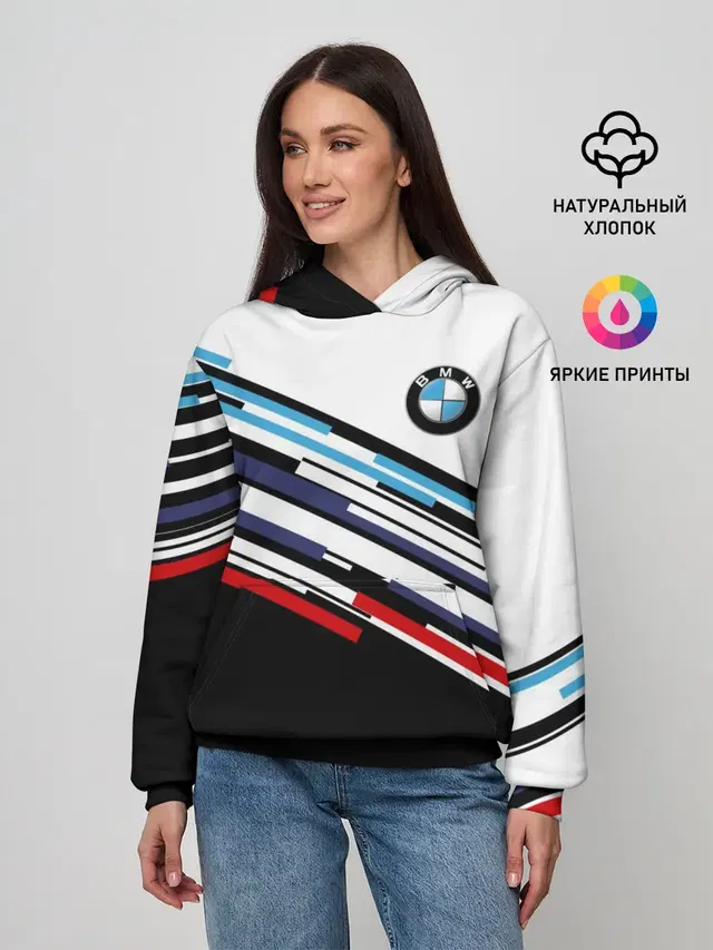 Женское худи с принтом «BMW — BMW BRAND COLOR»