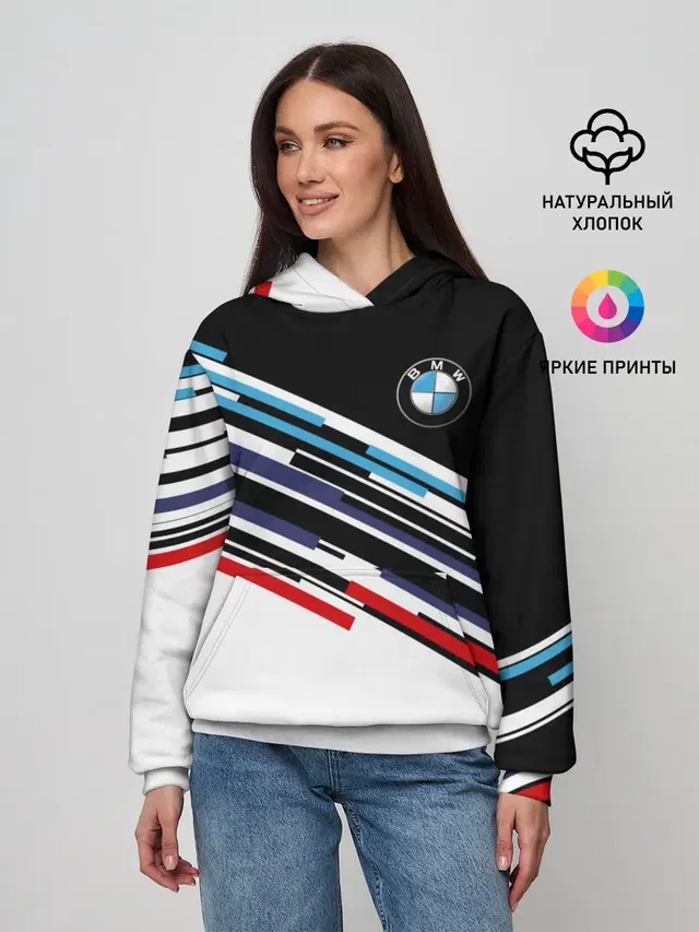 Женское худи с принтом «BMW — BMW BRAND COLOR»
