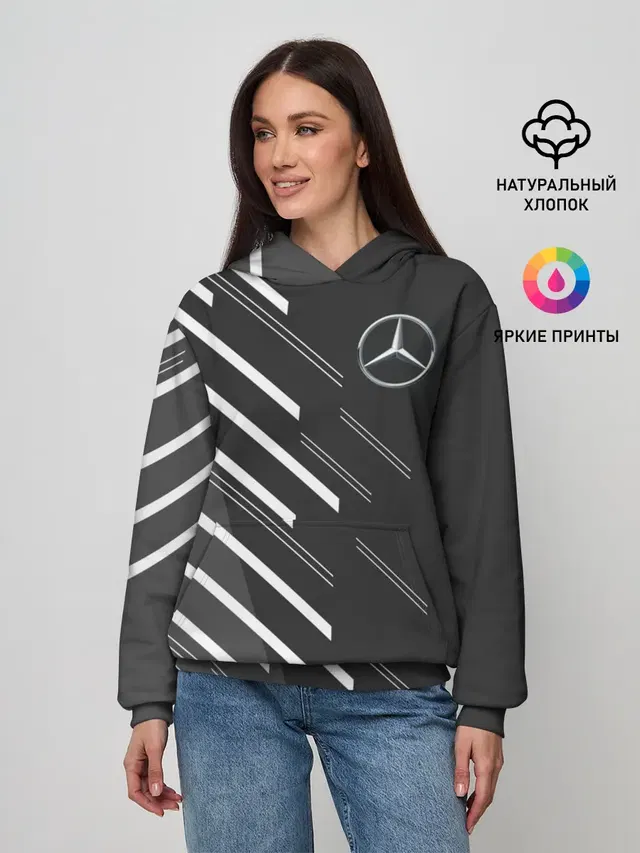 Женское худи с принтом «Speed lines — MERCEDES BENZ SPORT»