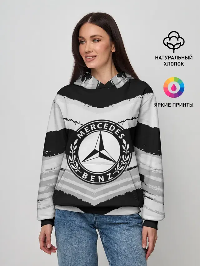 Женское худи с принтом «Mercedes sport abstract 2018»