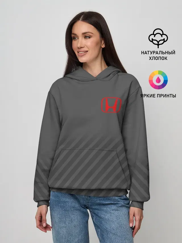 Женское худи с принтом «Diagonal stripes — HONDA SPORT»