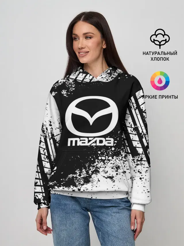 Женское худи с принтом «Mazda — Mazda abstract sport»