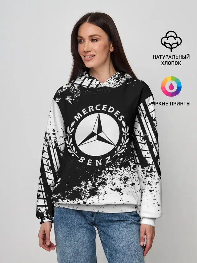 Женское худи с принтом «Mercedes abstract sport»