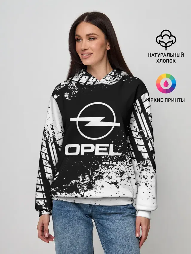 Женское худи с принтом «Opel — Opel abstract sport»