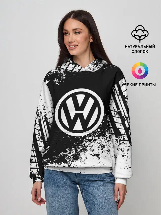 Женское худи с принтом «Volkswagen — Volkswagen abstract sport»