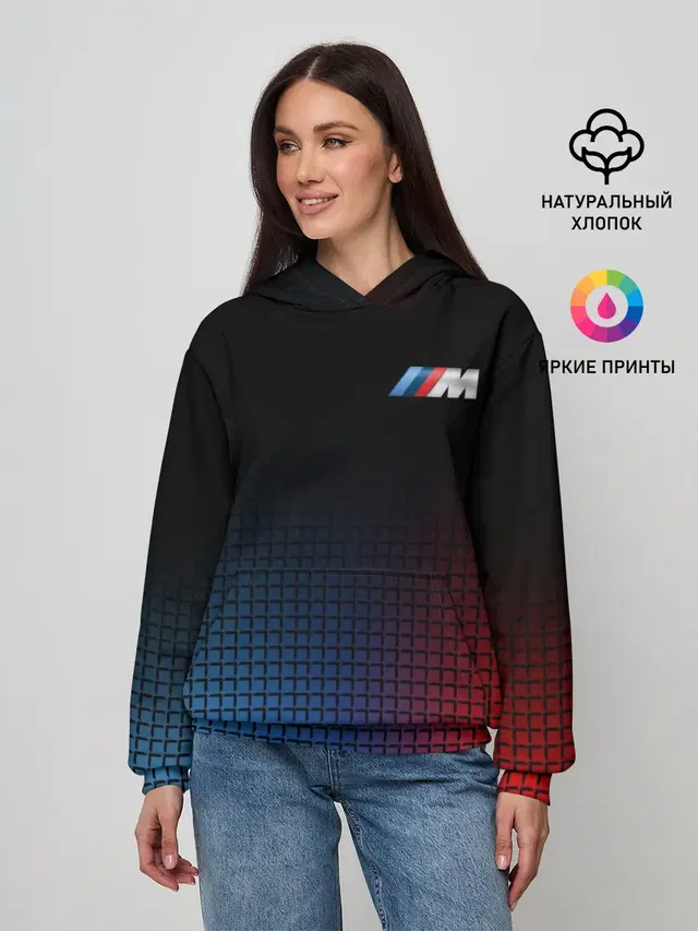 Женское худи с принтом «BMW — BMW MOTORSPORT»