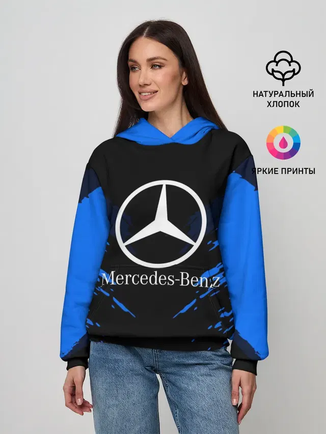 Женское худи с принтом «Mercedes-Benz — MERCEDES-BENZ SPORT COLLECTION»