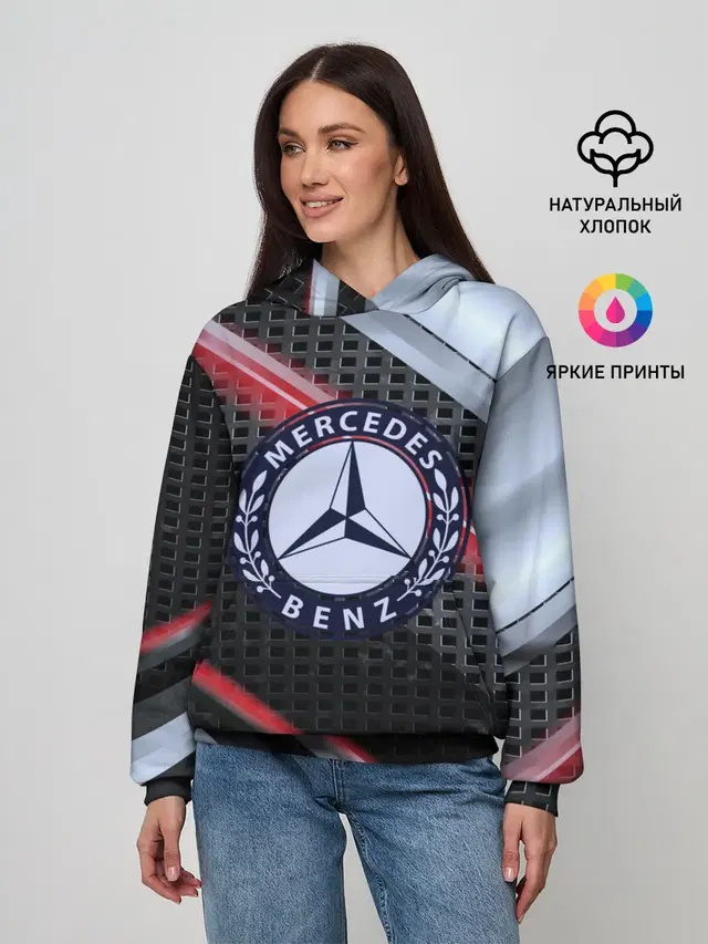 Женское худи с принтом «MERCEDES high speed collection»