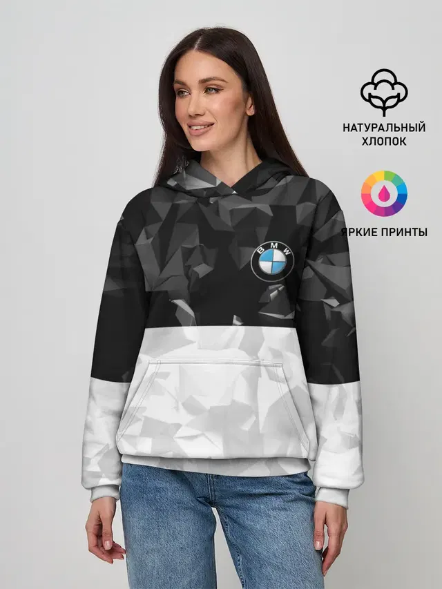Женское худи с принтом «BMW — BMW BLACK COLLECTION»