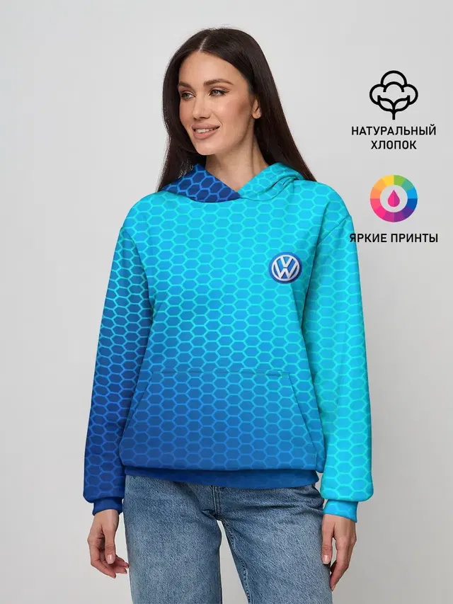 Женское худи с принтом «Volkswagen — VOLKSWAGEN carbon uniform 2018»