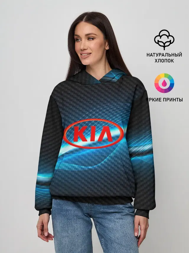 Женское худи с принтом «KIA machine motor XXI»