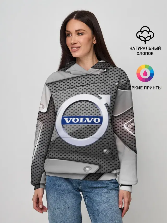 Женское худи с принтом «Volvo — VOLVO metalic 2018»