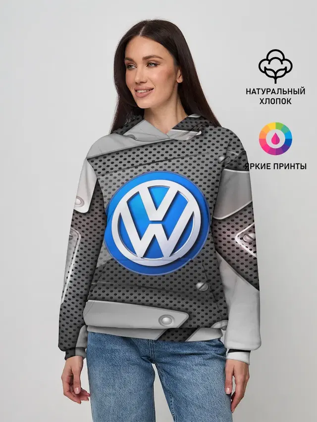 Женское худи с принтом «Volkswagen — Volkswagen metalic 2018»