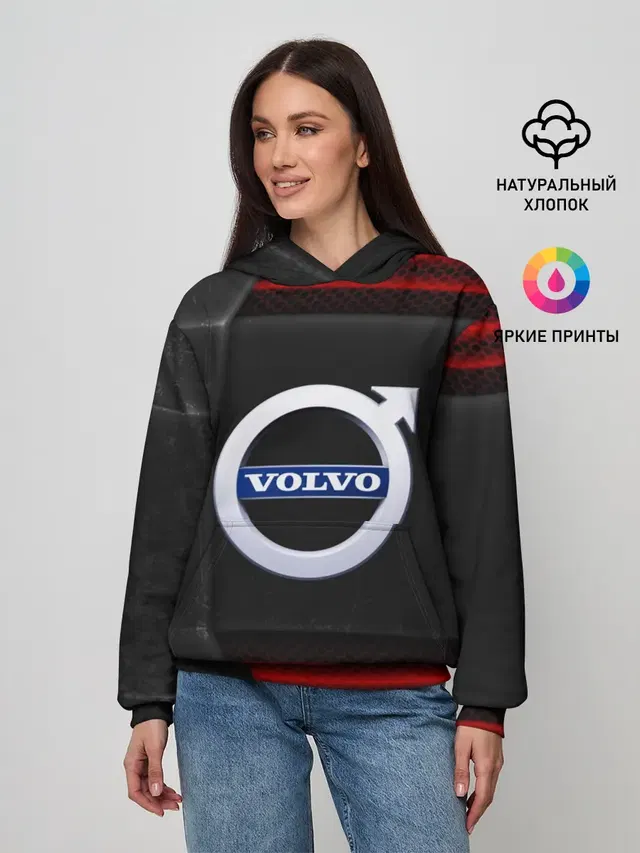 Женское худи с принтом «Volvo logo — volvo auto sport»