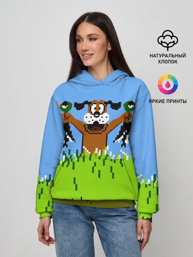 Женское худи с принтом «Тетрис и денди — Duck Hunt»