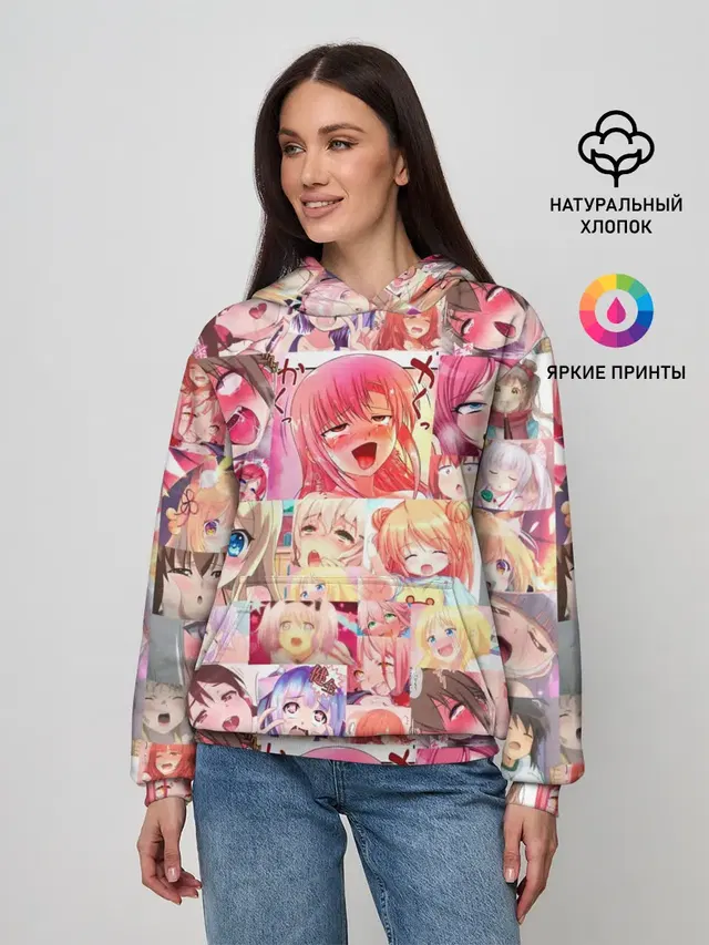 Женское худи с принтом «Ahegao Color»