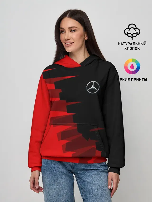 Женское худи с принтом «Mercedes-Benz — MERCEDES BENZ SPORT»